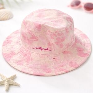 Millymook Kids Pink Butterfly Bucket Sun Hat | 100% Cotton | Size 55cm (5+ Years